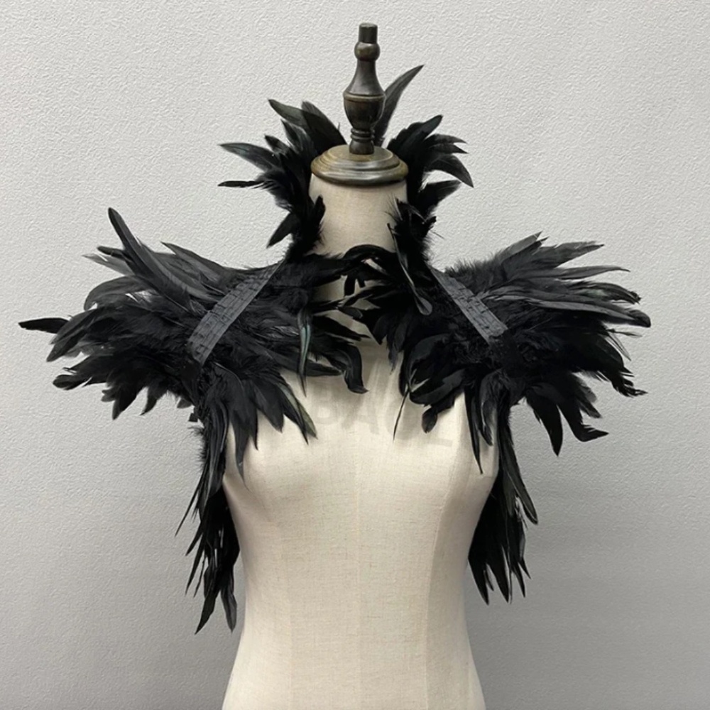 Black feathered shawl BNIP